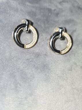 22kgp Dubai Jewelry Gold and Silver  Circle Drop Earrings - Women Jewelry